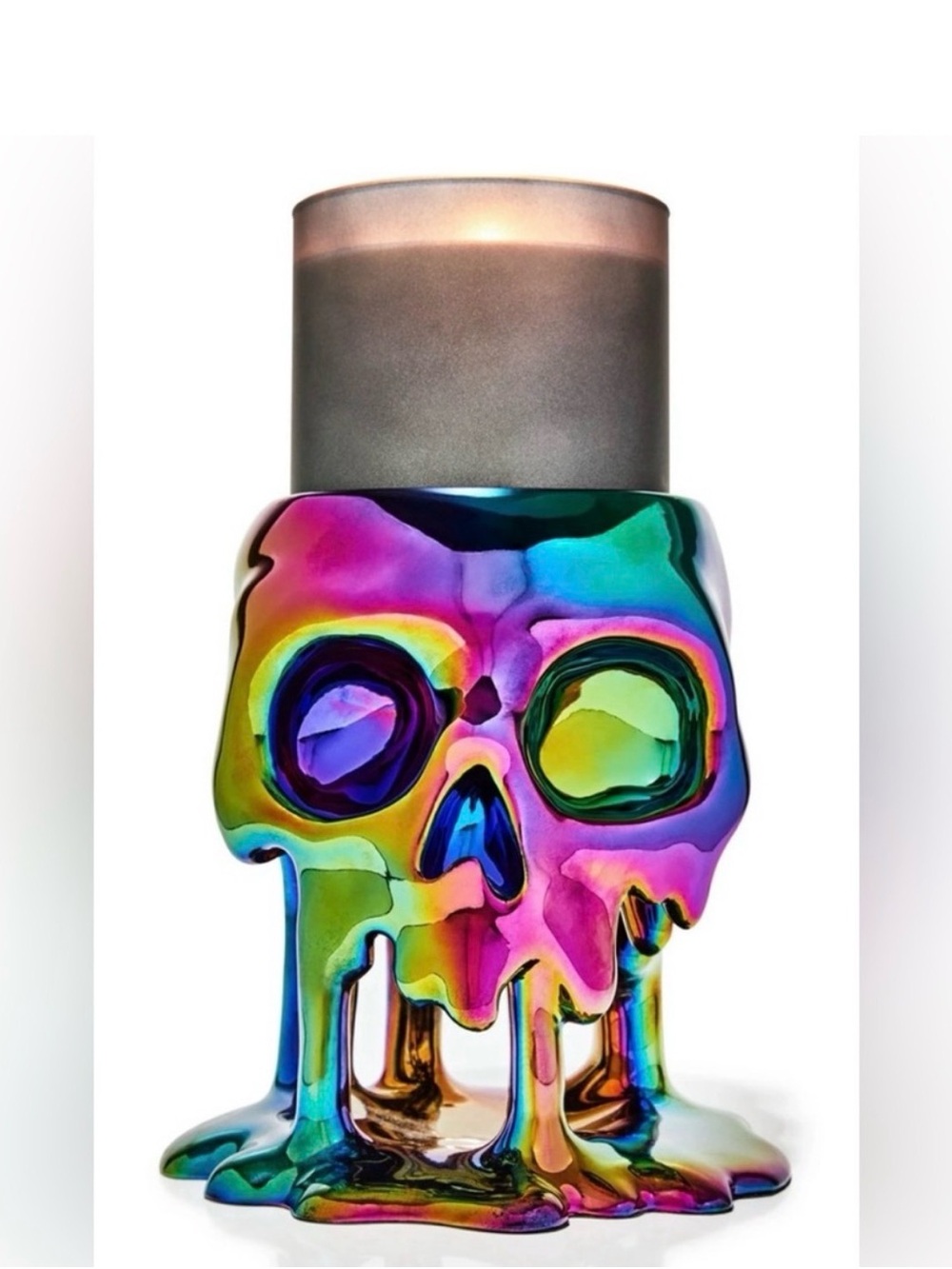 Bath & Body Works Iridescent Dripping Skull Candle Holder Pedestal💀